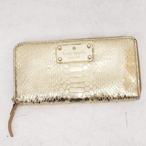 💛 kate spade♠ Metallic Snake print leather wallet